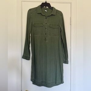 Old Navy Olive Long Sleeve Shirt Dress NWOT